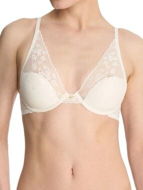 Natori Cherry Blossom Convertible Lace Plunge Underwire Bra 721191-Ivory 36C